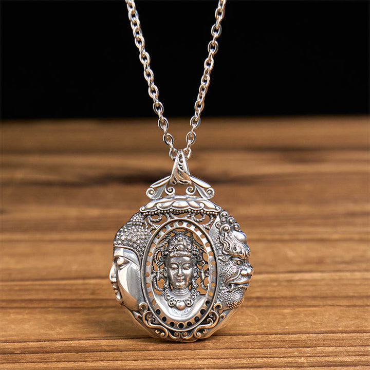 Buddha Stones Copper Buddha Devil Pattern Serenity Pendant Necklace - image 1