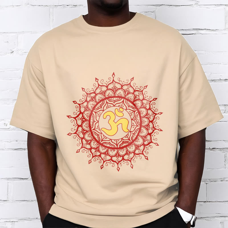 Buddha Stones Casual Red Mandala Om Symbol Pattern Cotton Tee T-shirt - image 9