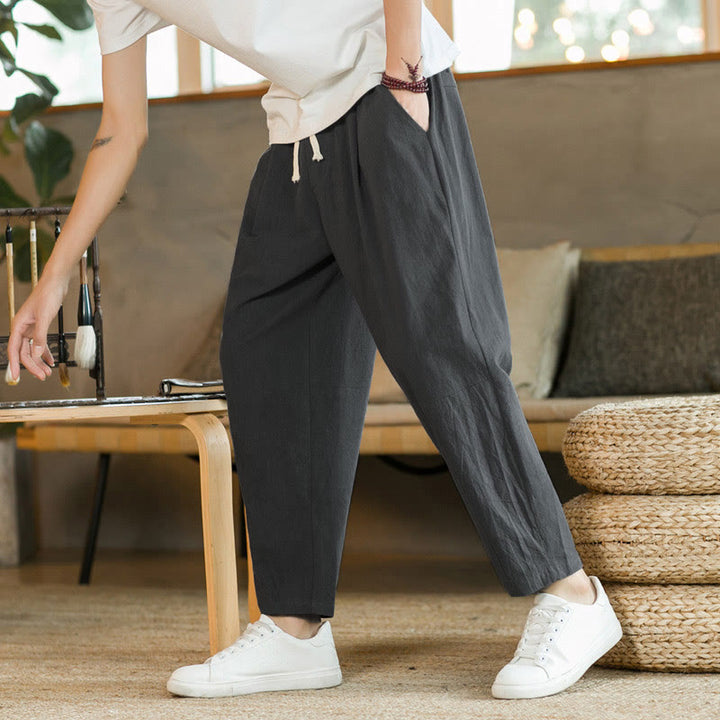 Buddha Stones Summer Men's Cotton Pants With Pockets - DimGray - US/UK/AU46，EU56 (5XL)  - image 17