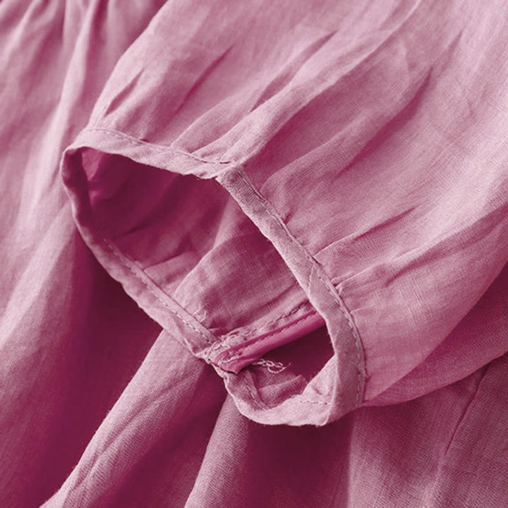 Buddha Stones Casual Plain Loose Women's V-Neck Design Half Sleeve Shirt - image 22