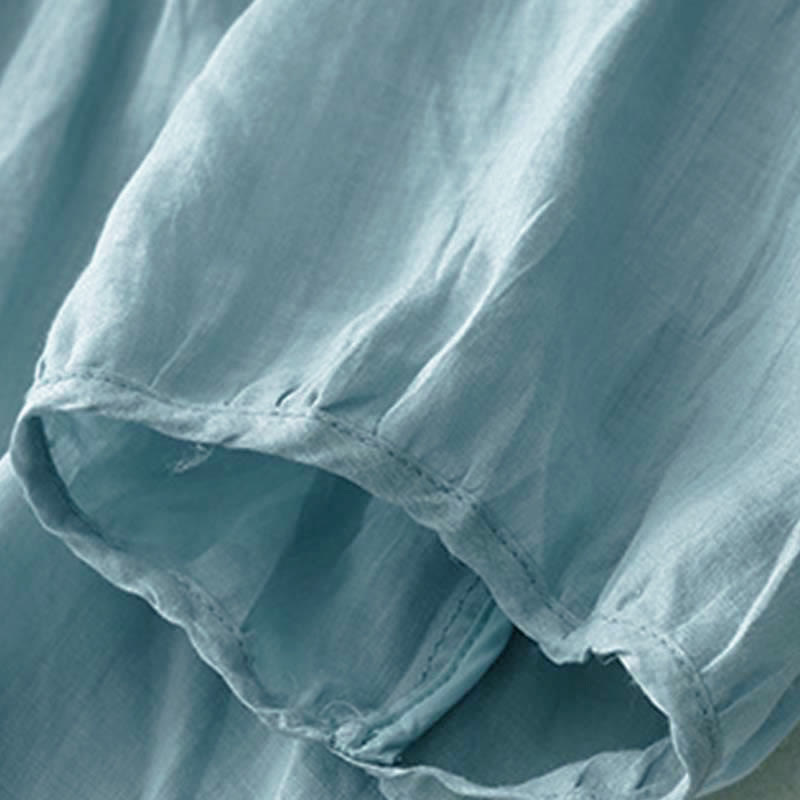 Buddha Stones Casual Plain Loose Women's V-Neck Design Half Sleeve Shirt - image 25