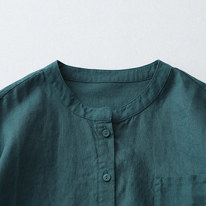 Buddha Stones Solid Color Button Three Quarter Sleeve Shirt - image 16