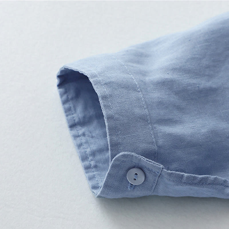 Buddha Stones Solid Color Button Three Quarter Sleeve Shirt - image 26