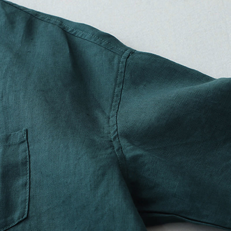 Buddha Stones Solid Color Button Three Quarter Sleeve Shirt - image 17