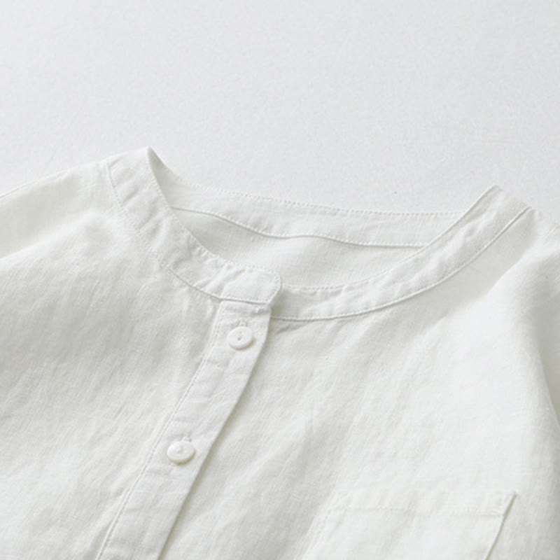 Buddha Stones Solid Color Button Three Quarter Sleeve Shirt - image 33