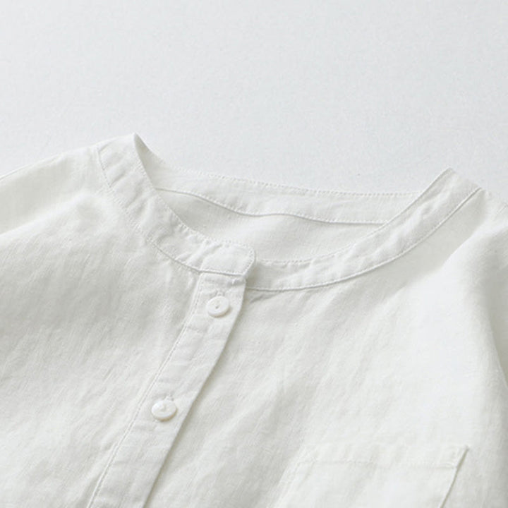 Buddha Stones Solid Color Button Three Quarter Sleeve Shirt - image 33