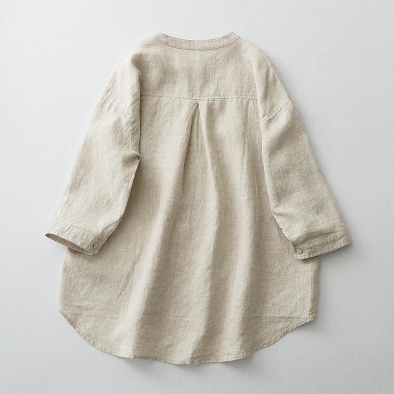 Buddha Stones Solid Color Button Three Quarter Sleeve Shirt - image 3