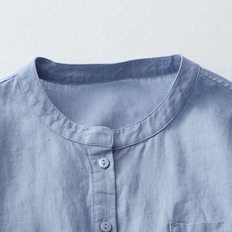 Buddha Stones Solid Color Button Three Quarter Sleeve Shirt - image 22