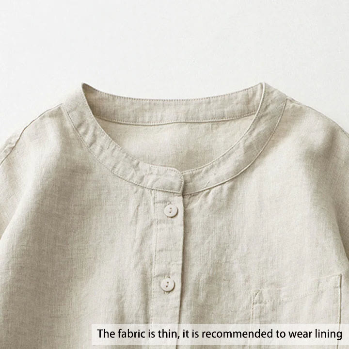 Buddha Stones Solid Color Button Three Quarter Sleeve Shirt - image 3