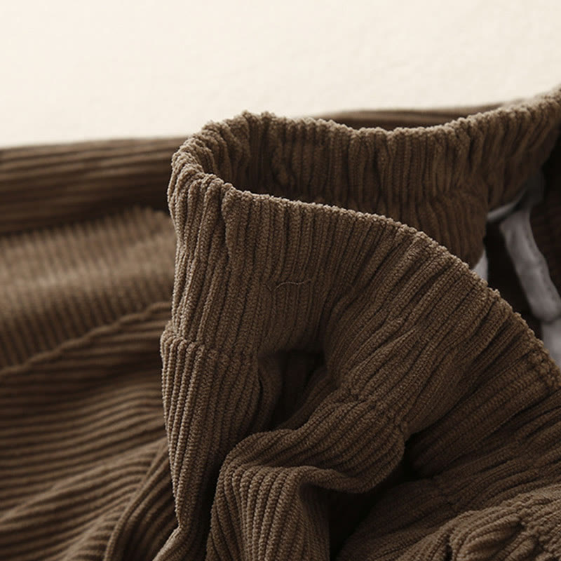 Buddha Stones Commute Vintage Plain Women's Corduroy Cotton Harem Pants With Pockets - image 1