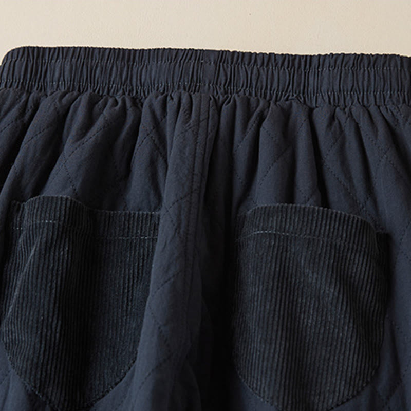 Buddha Stones Diamond Quilted Design Thermal Fleece-Lined Women's Harem Cotton Pants With Pockets - image 3