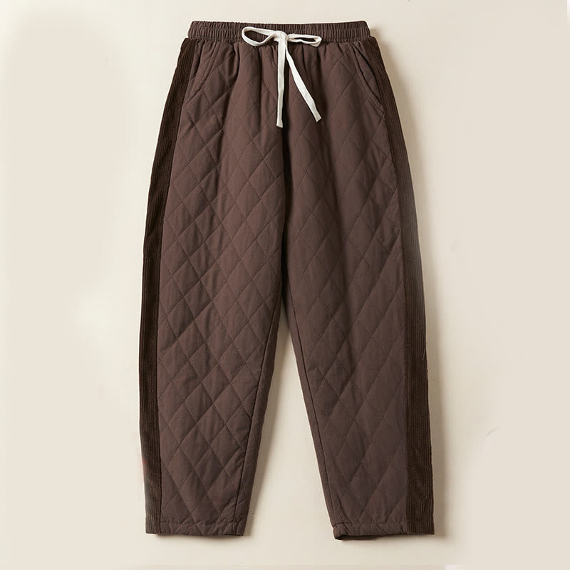 Buddha Stones Diamond Quilted Design Thermal Women's Harem Cotton Pants With Pockets - SaddleBrown - US8-10，UK/AU12-14，EU40-42 (2XL) - image 18