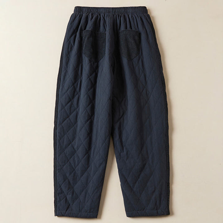 Buddha Stones Diamond Quilted Design Thermal Women's Harem Cotton Pants With Pockets - image 1