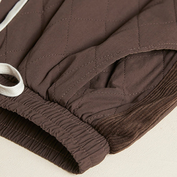 Buddha Stones Diamond Quilted Design Thermal Fleece-Lined Women's Harem Cotton Pants With Pockets - image 22