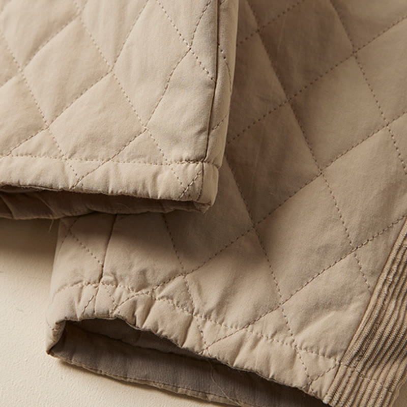 Buddha Stones Diamond Quilted Design Thermal Fleece-Lined Women's Harem Cotton Pants With Pockets - image 17