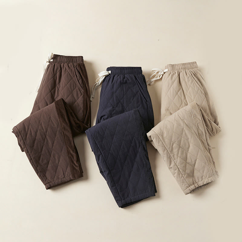 Buddha Stones Diamond Quilted Design Thermal Women's Harem Cotton Pants With Pockets - image 27