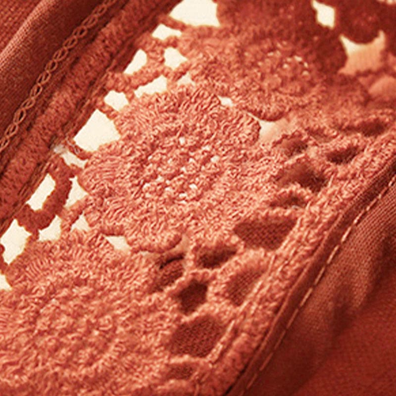 Buddha Stones Plain Color Bottom Hollow Lace Design Lace-up Cotton Linen Women's Shorts With Pockets - image 50