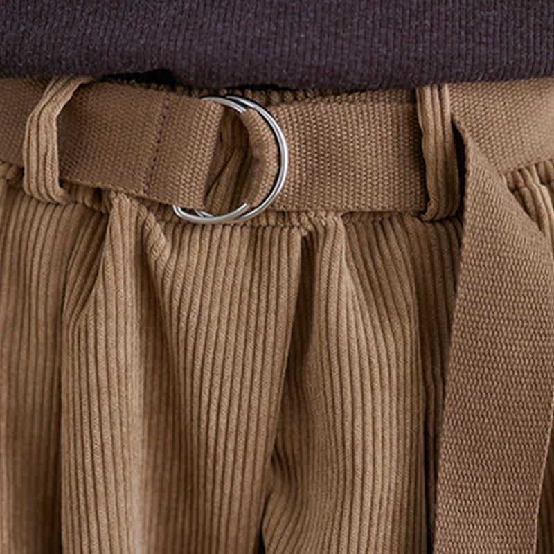 Buddha Stones Retro Women's Wide Leg 7-8 Length Corduroy Pants With Pockets Belt - image 7