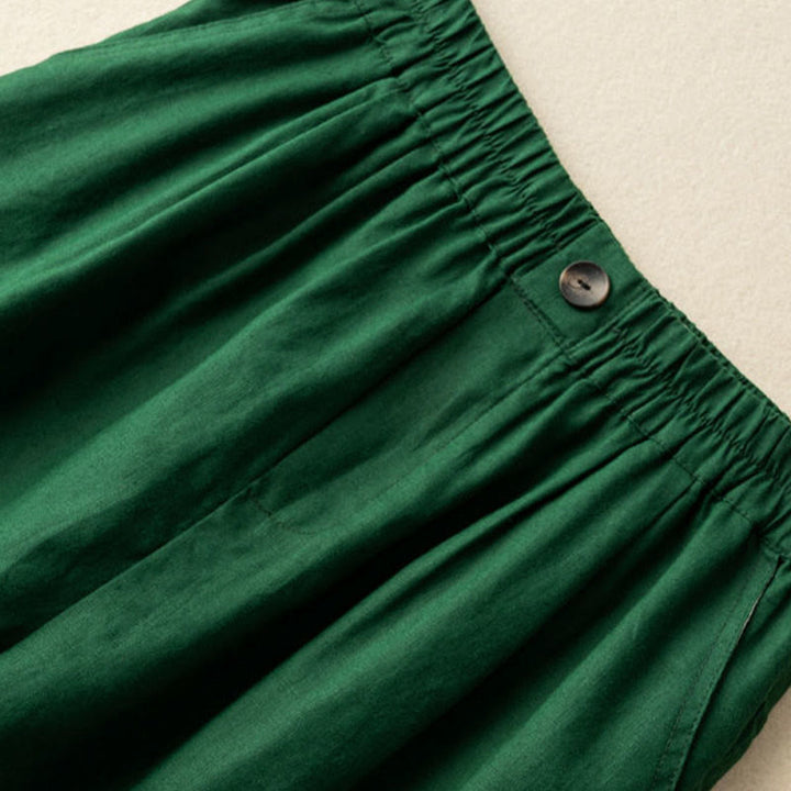 Buddha Stones Summer Casual Plain Zipper Button Cotton Linen Women's Shorts With Pockets - image 6