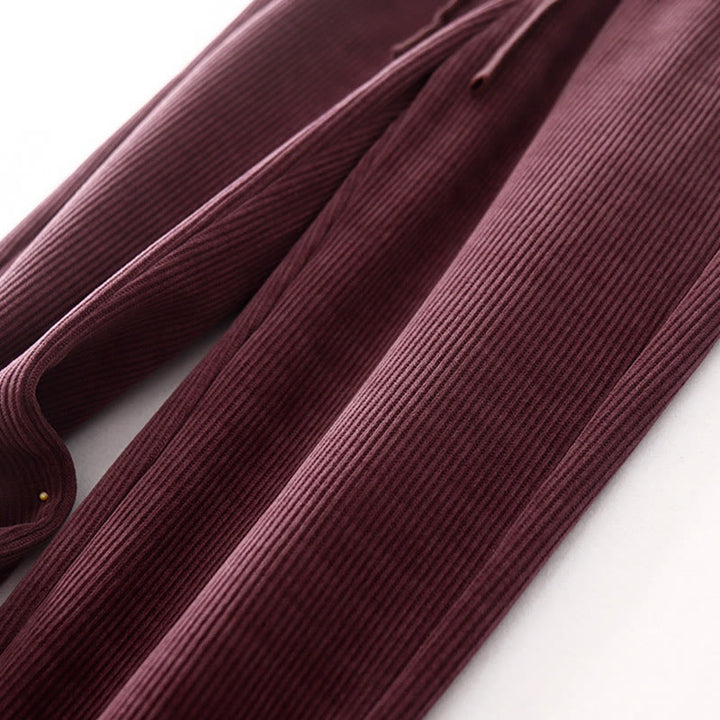 Buddha Stones Casual Solid Color Women's Wide Leg Corduroy Cotton Fleece-Lined Pants With Pockets - image 15