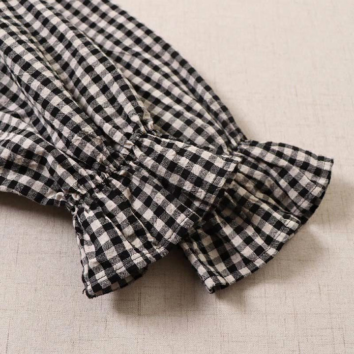 Buddha Stones Long Sleeve Plaid Simple Buttons Ruffled Design Midi Dress With Pockets - image 17