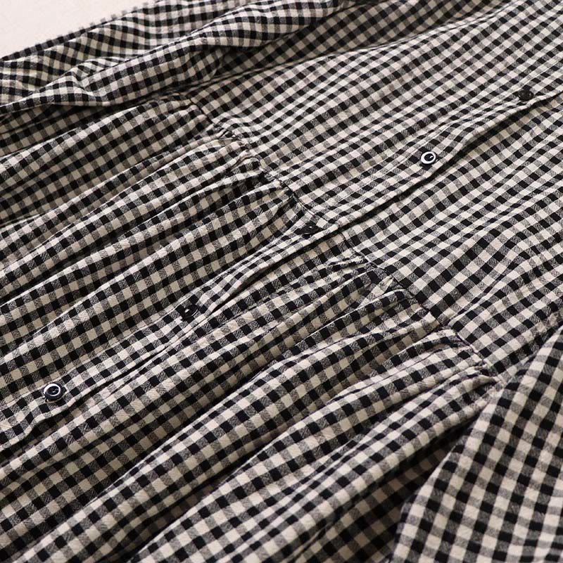 Buddha Stones Long Sleeve Plaid Simple Buttons Ruffled Design Midi Dress With Pockets - image 14