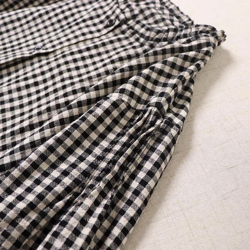 Buddha Stones Long Sleeve Plaid Simple Buttons Ruffled Design Midi Dress With Pockets - image 13