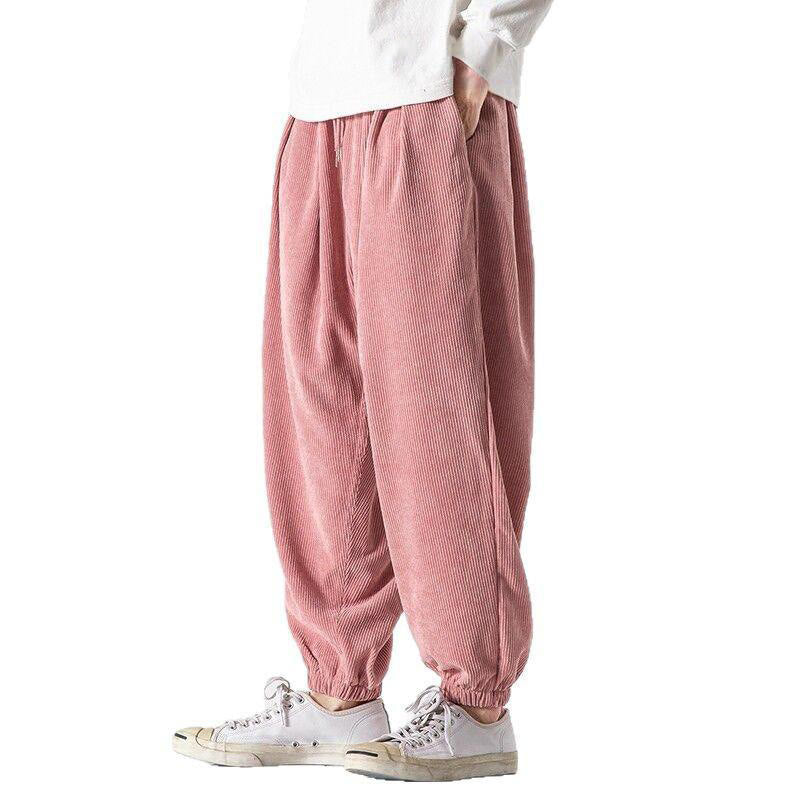 Buddha Stones Casual Pure Color Men's Drawstring Corduroy Harem Ankle-Length Pants With Pockets - image 33