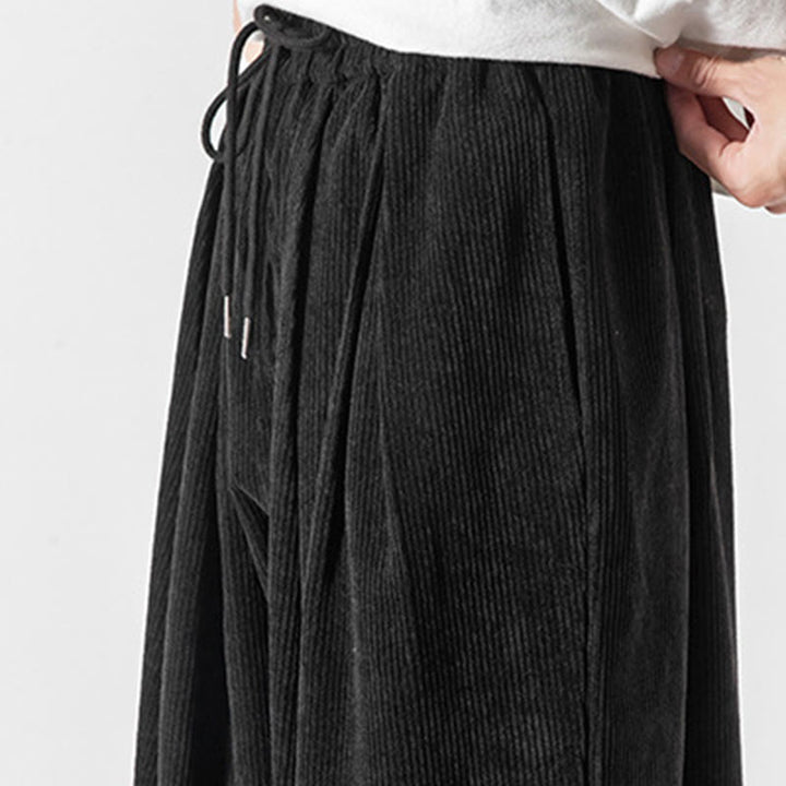 Buddha Stones Casual Pure Color Men's Drawstring Corduroy Harem Ankle-Length Pants With Pockets - image 17