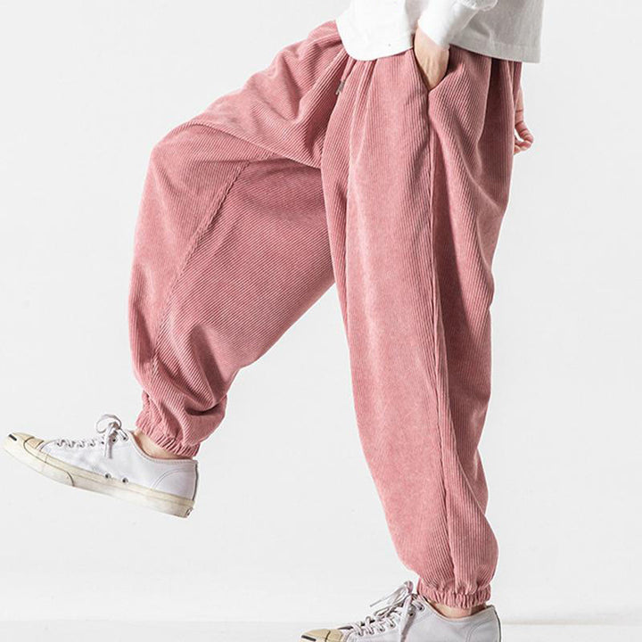 Buddha Stones Casual Pure Color Men's Drawstring Corduroy Harem Ankle-Length Pants With Pockets - image 32
