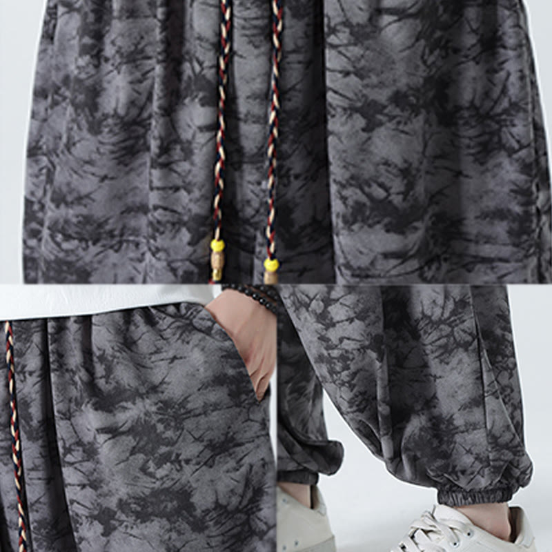 Buddha Stones Retro Casual Drawstring Design Floral Pattern Men's Harem Pants With Pockets - image 20