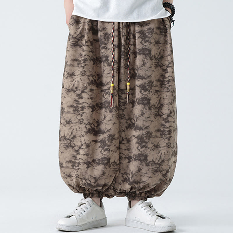 Buddha Stones Retro Casual Drawstring Design Floral Pattern Men's Harem Pants With Pockets - image 5
