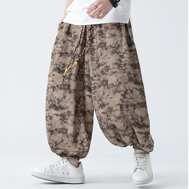 Buddha Stones Retro Casual Drawstring Design Floral Pattern Men's Harem Pants With Pockets - image 4