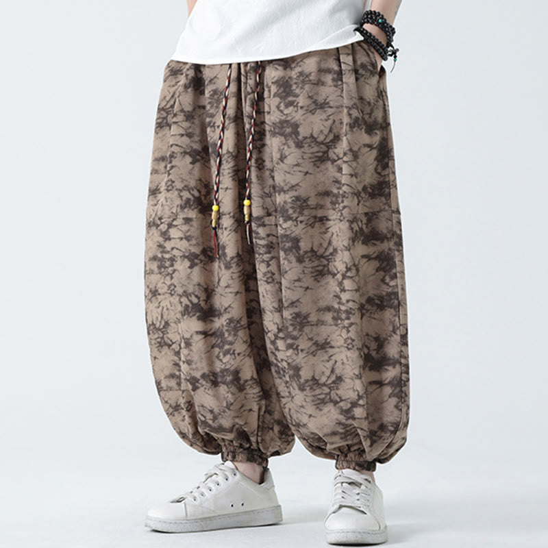 Buddha Stones Retro Casual Drawstring Design Floral Pattern Men's Harem Pants With Pockets - image 7