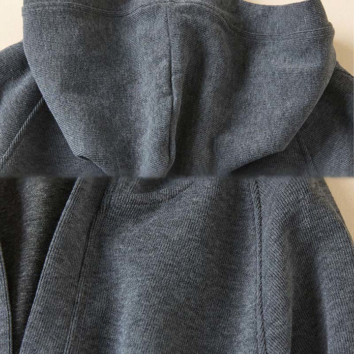 Buddha Stones Plain Buttons Women's Cotton Hooded Jacket With Pockets - image 6