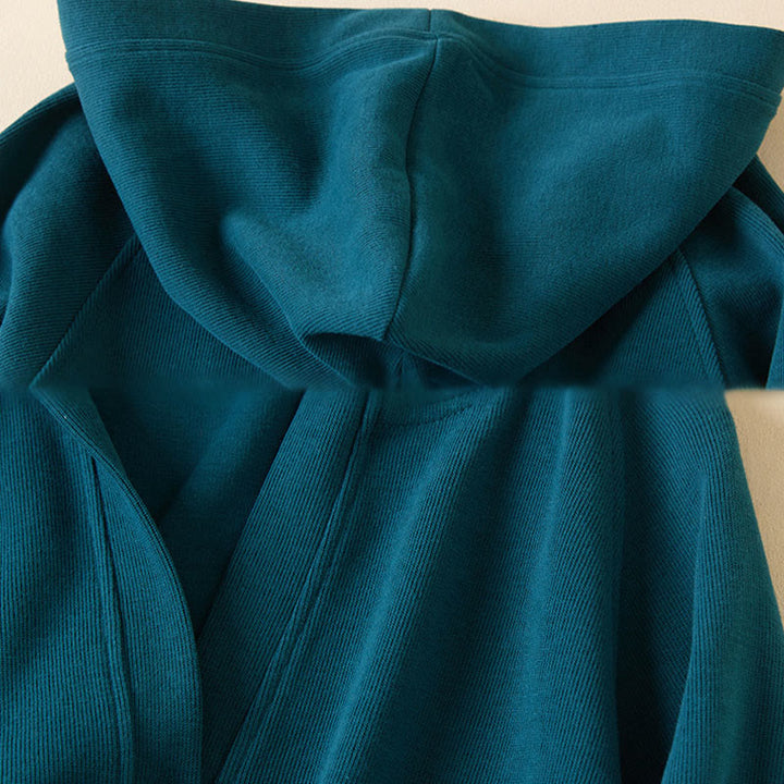 Buddha Stones Plain Buttons Women's Cotton Hooded Jacket With Pockets - image 23