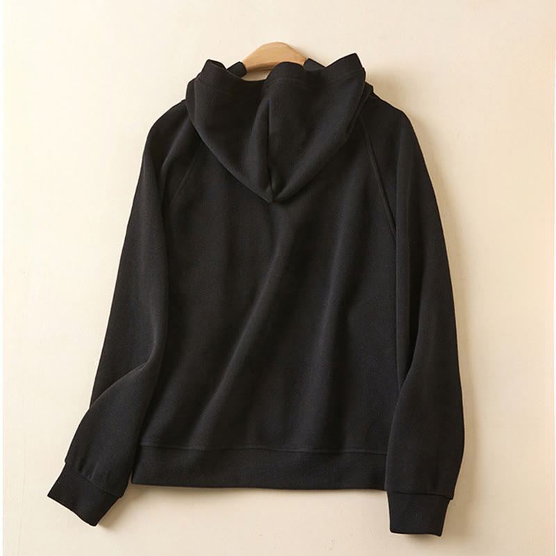 Buddha Stones Plain Buttons Women's Cotton Hooded Jacket With Pockets - image 25