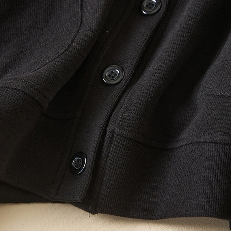 Buddha Stones Plain Buttons Women's Cotton Hooded Jacket With Pockets - image 29