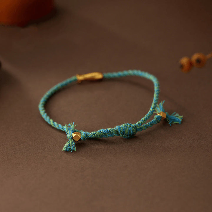 Buddha Stones Copper Lucky Koi Fish Luck Rope Bracelet - image 2
