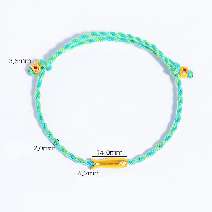 Buddha Stones Copper Lucky Koi Fish Luck Rope Bracelet - image 4