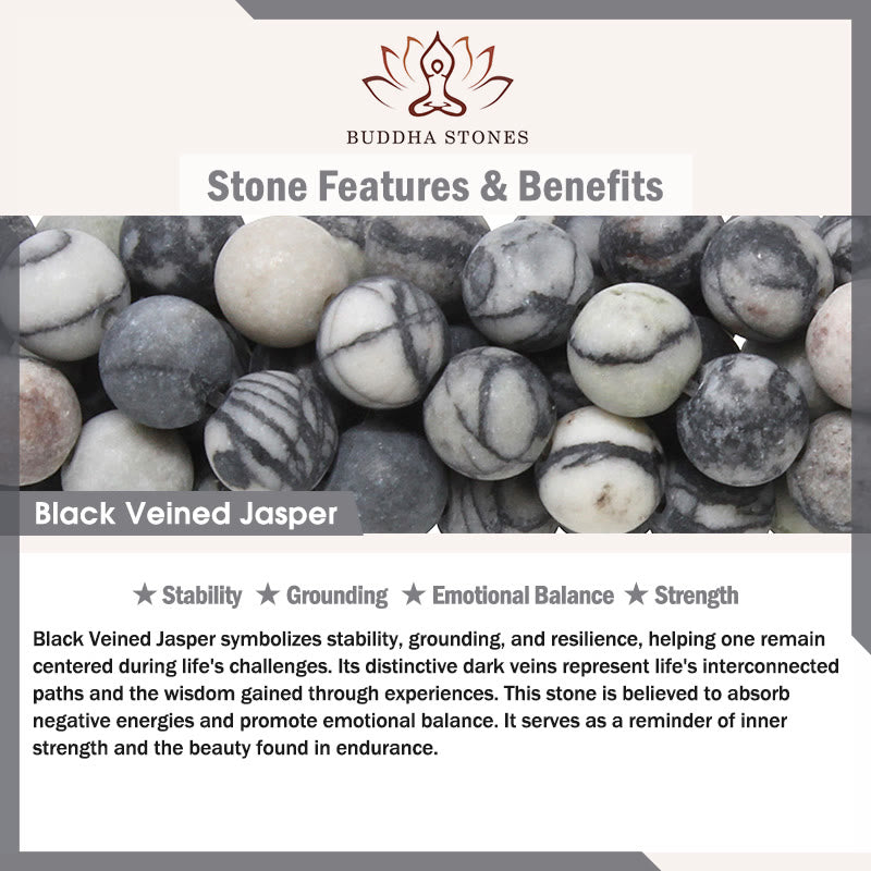 Buddha Stones Tricolor Cat Black Veined Jasper Brown Striped Agate Chalcedony Strength Bracelet - image 9