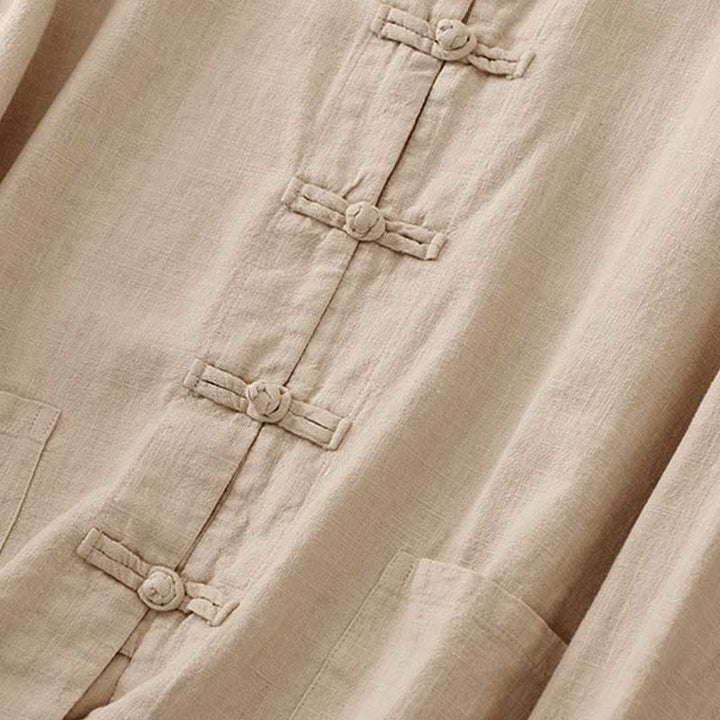 Buddha Stones Literary Artistic Chinese Knot Button Casual Cotton Clothing - image 7