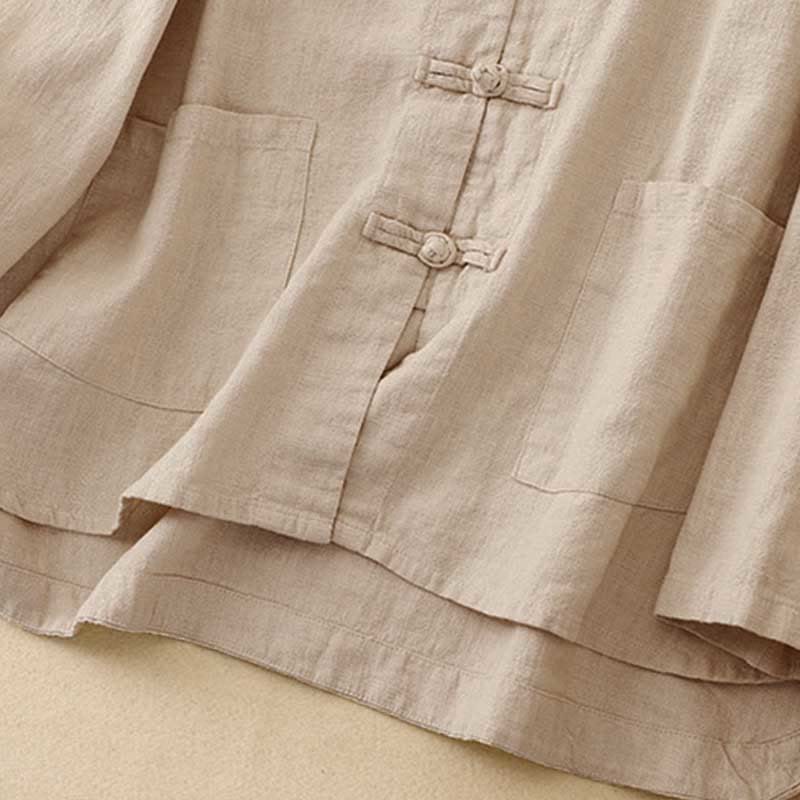 Buddha Stones Literary Artistic Chinese Knot Button Casual Cotton Clothing - image 6