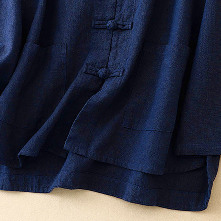 Buddha Stones Literary Artistic Chinese Knot Button Casual Cotton Clothing - image 12