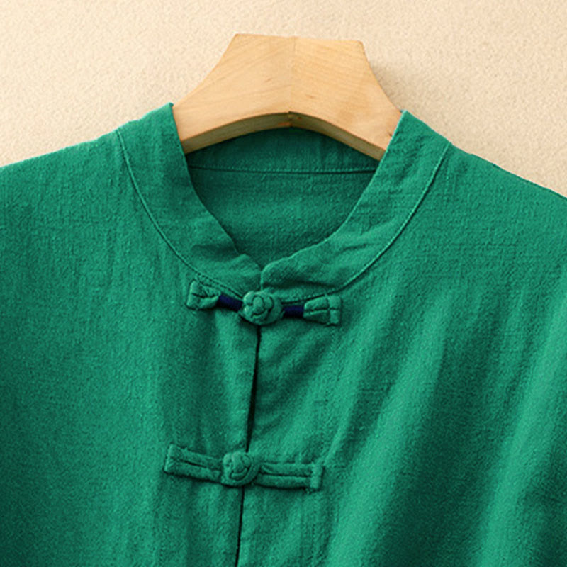 Buddha Stones Literary Artistic Chinese Knot Button Casual Cotton Clothing - image 15