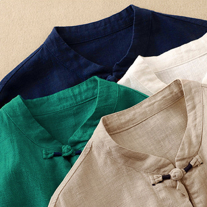 Buddha Stones Literary Artistic Chinese Knot Button Casual Cotton Clothing - image 26