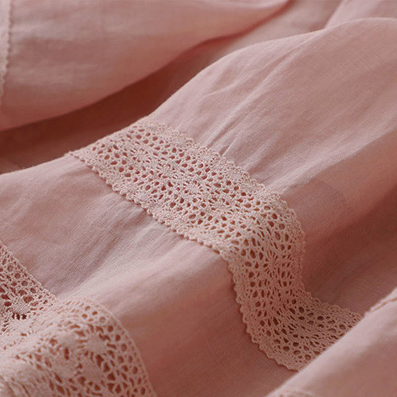 Buddha Stones Solid Lace Elastic Waist Cotton Women's Skirt - image 4