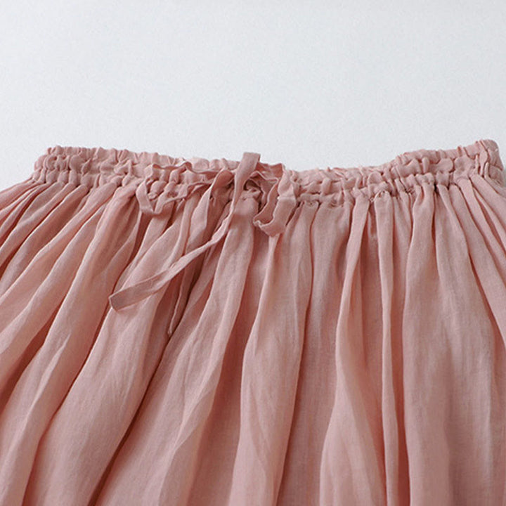 Buddha Stones Solid Lace Elastic Waist Cotton Women's Skirt - image 2