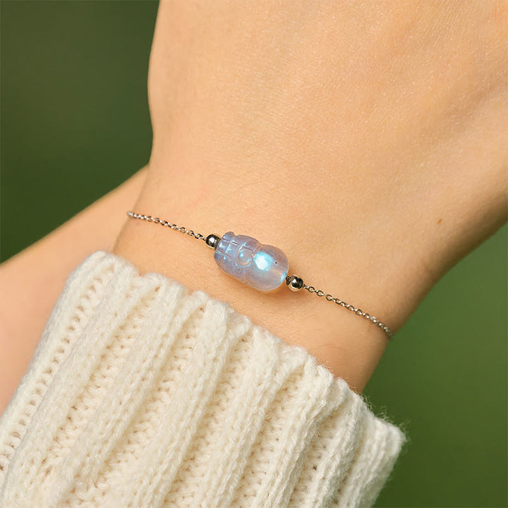 Buddha Stones 925 Sterling Silver Pixiu Moonstone Healing Bracelet - image 8
