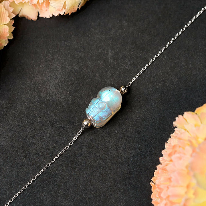 Buddha Stones 925 Sterling Silver Pixiu Moonstone Healing Bracelet - image 3